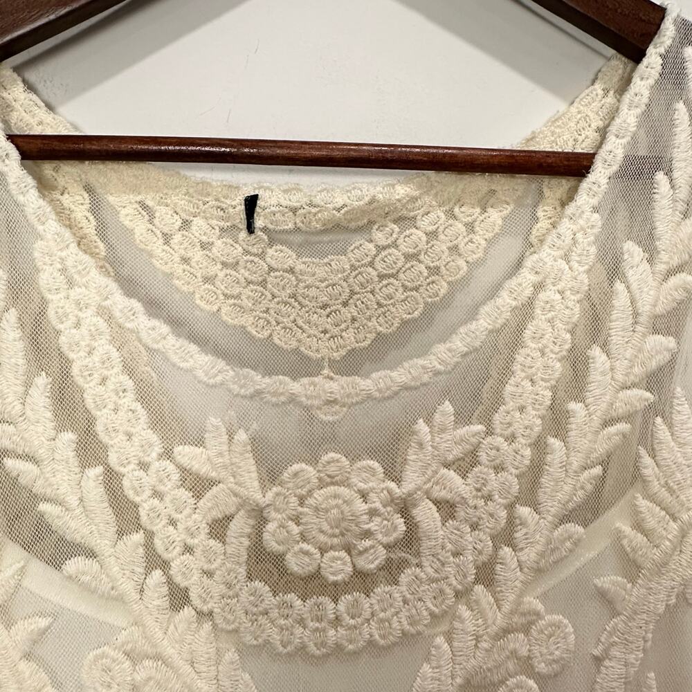 Express Ivory Lace Tank Dress Small S/M Victorian Chic Lined Cotton Knee Length - Picture 7 of 8